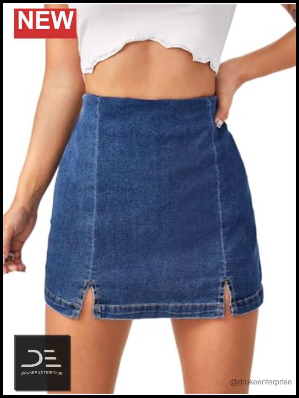 High Waist Split Hem Denim Skorts Skirt Shorts